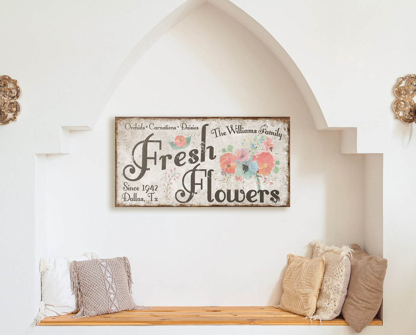 CUSTOM FRESH FLOWERS SIGN