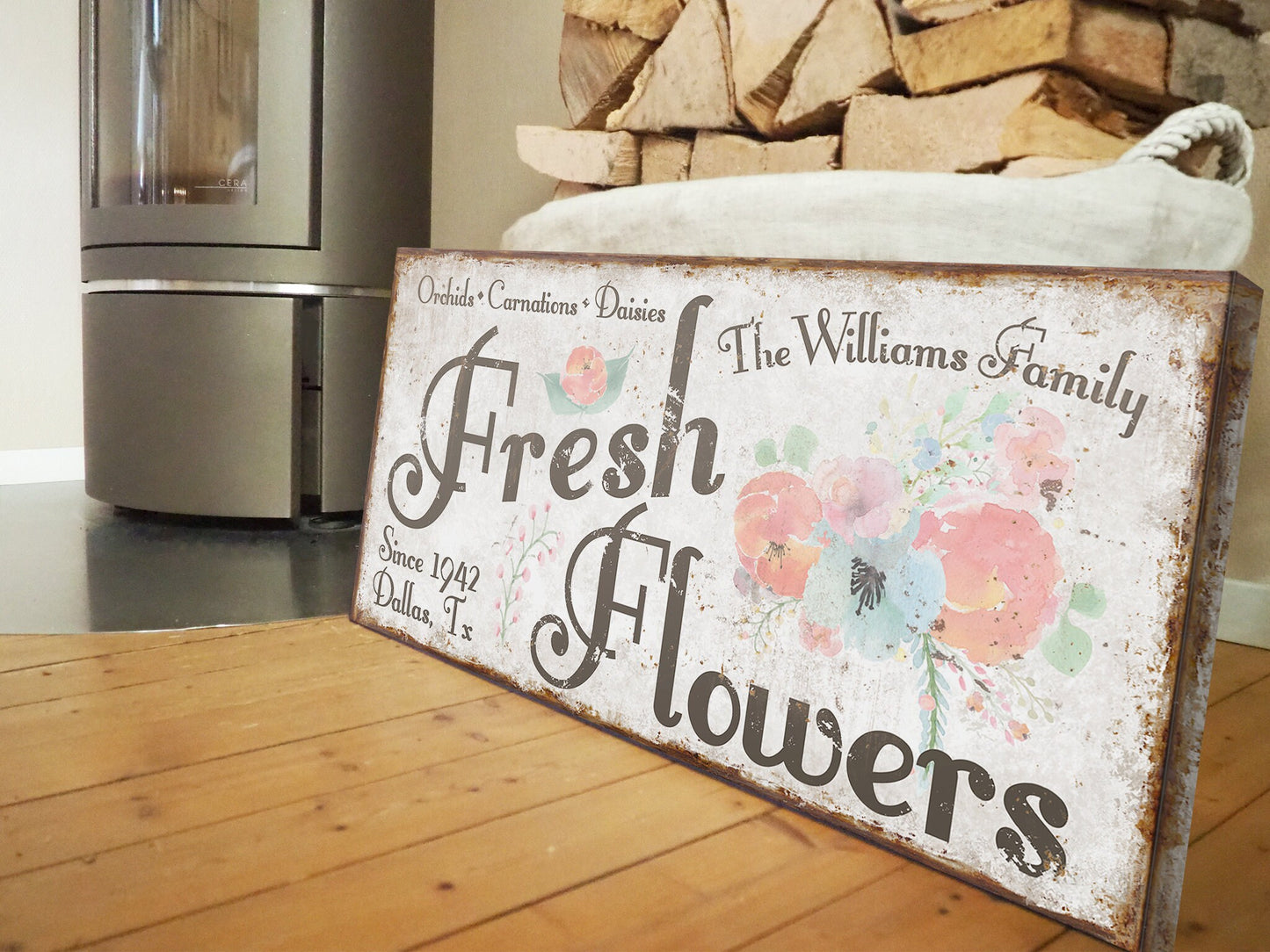 CUSTOM FRESH FLOWERS SIGN
