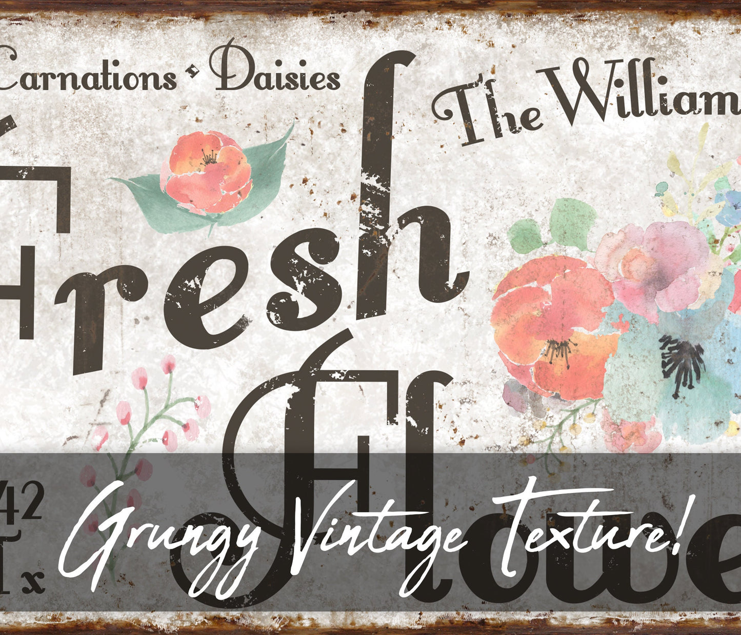 CUSTOM FRESH FLOWERS SIGN