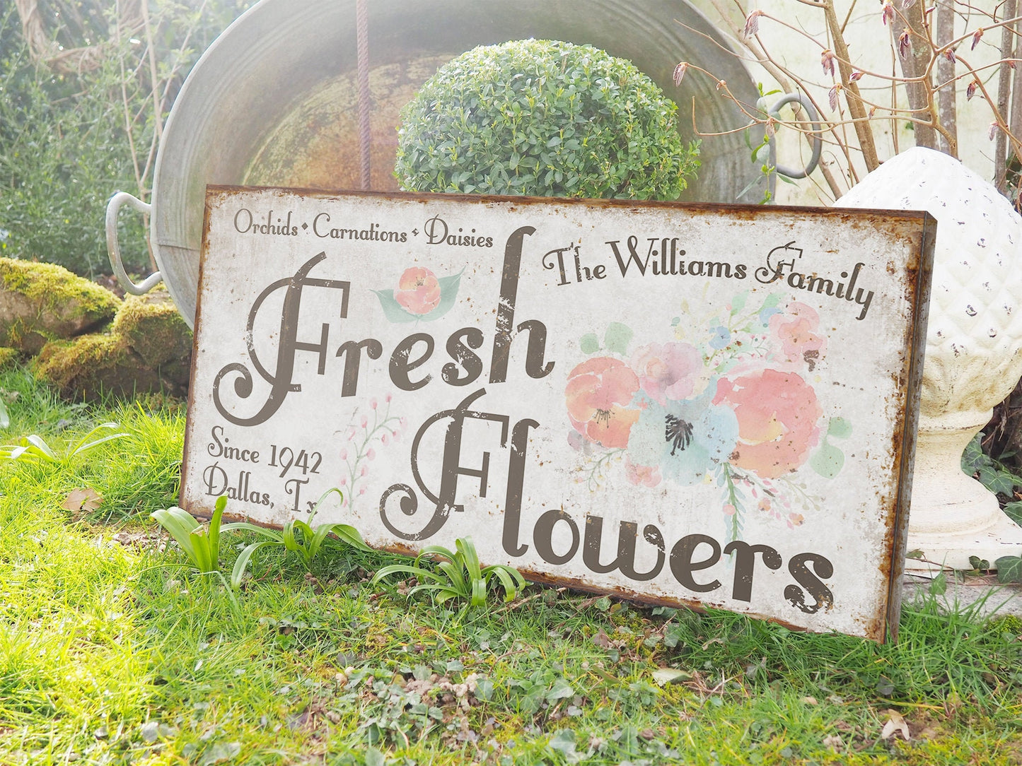 CUSTOM FRESH FLOWERS SIGN