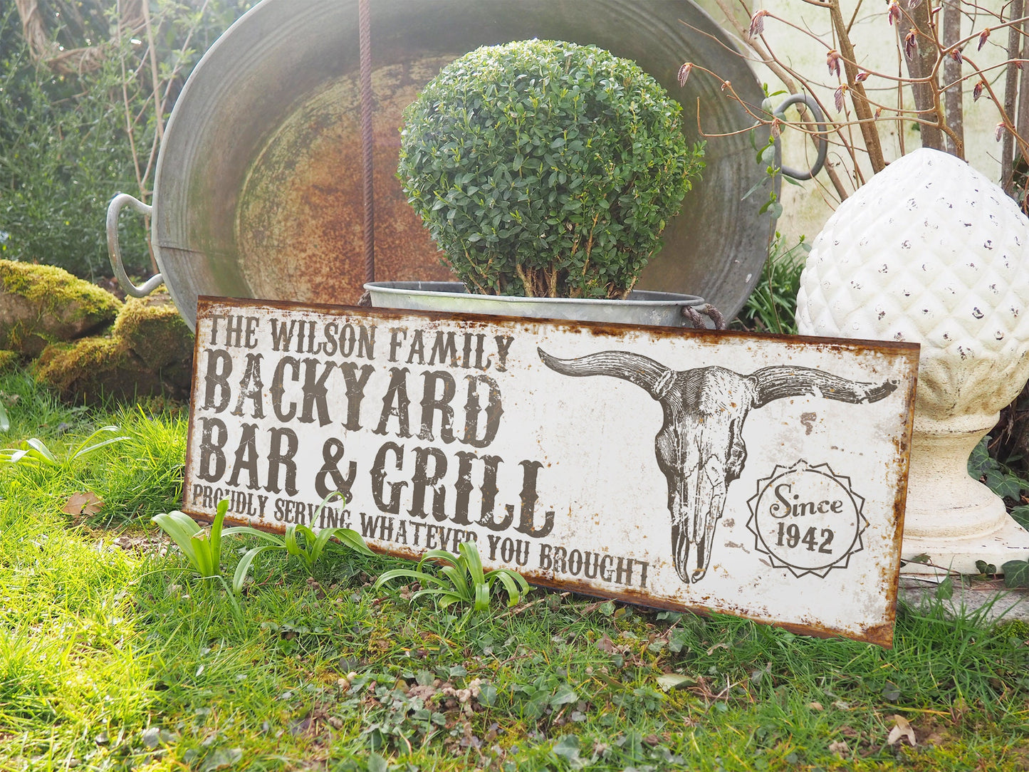 CUSTOM BACKYARD BAR AND GRILL SIGN
