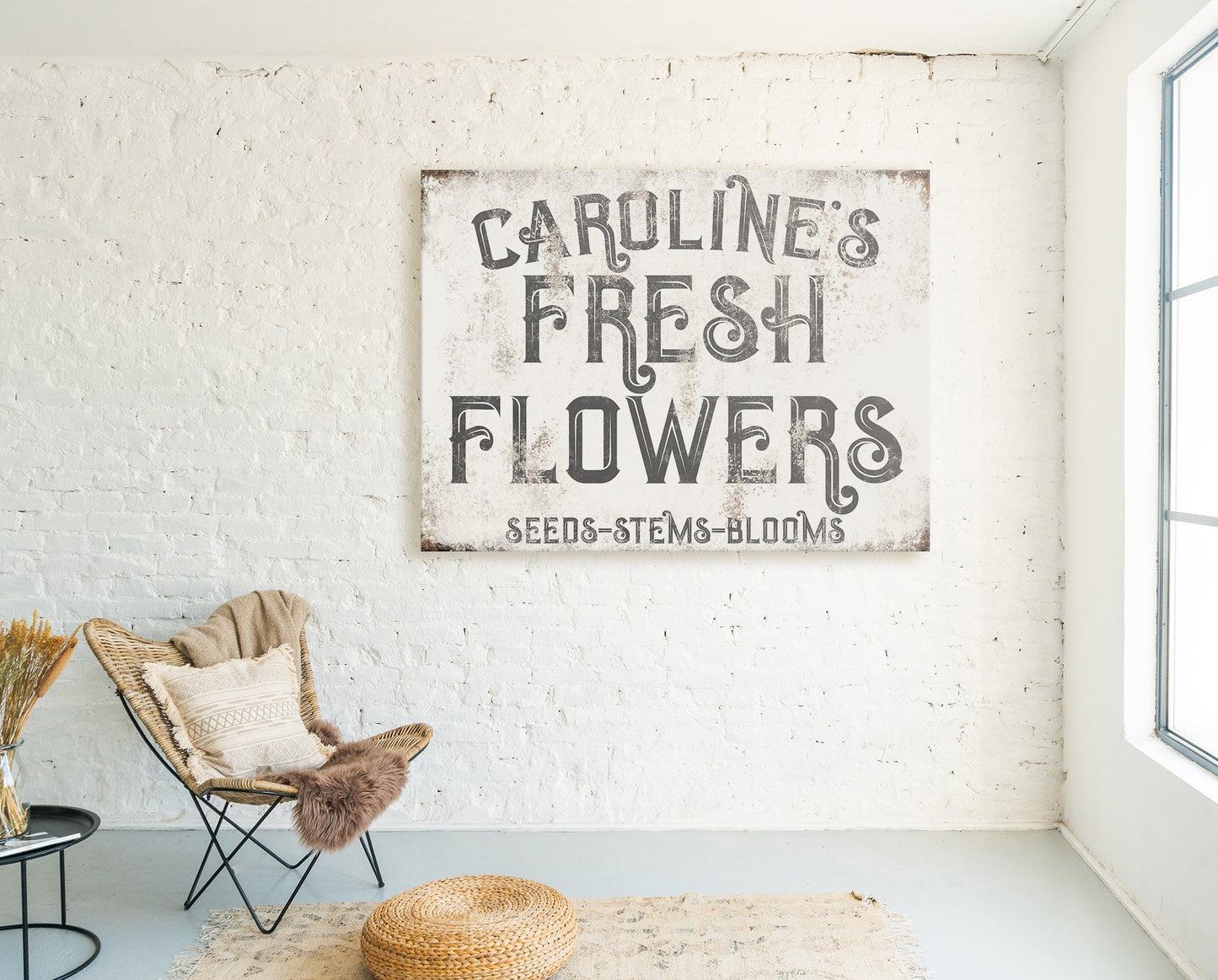 CUSTOM FRESH FLOWERS SIGN