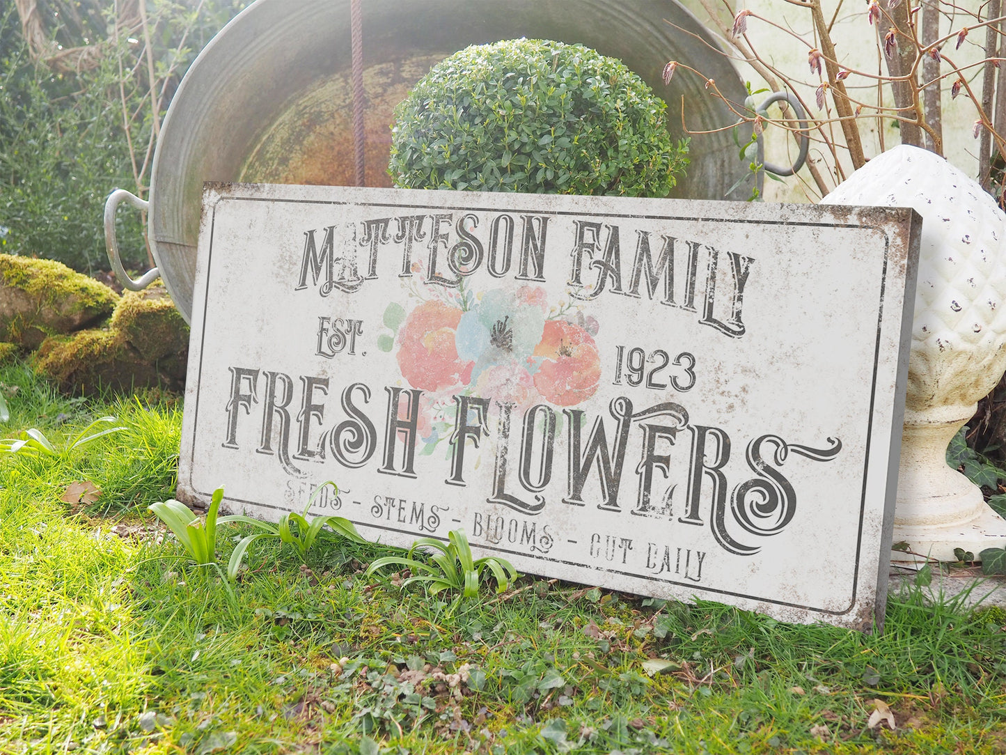 CUSTOM FLOWERS SIGN