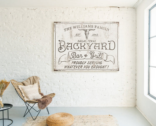 CUSTOM BACKYARD BAR AND GRILL SIGN