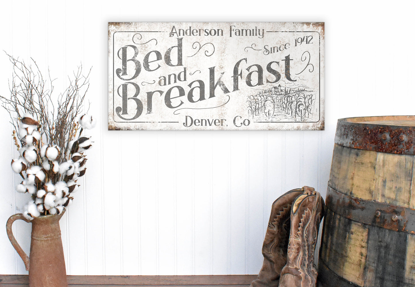 CUSTOM BED AND BREAKFAST SIGN