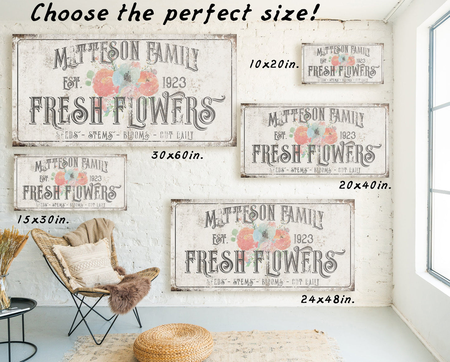 CUSTOM FLOWERS SIGN