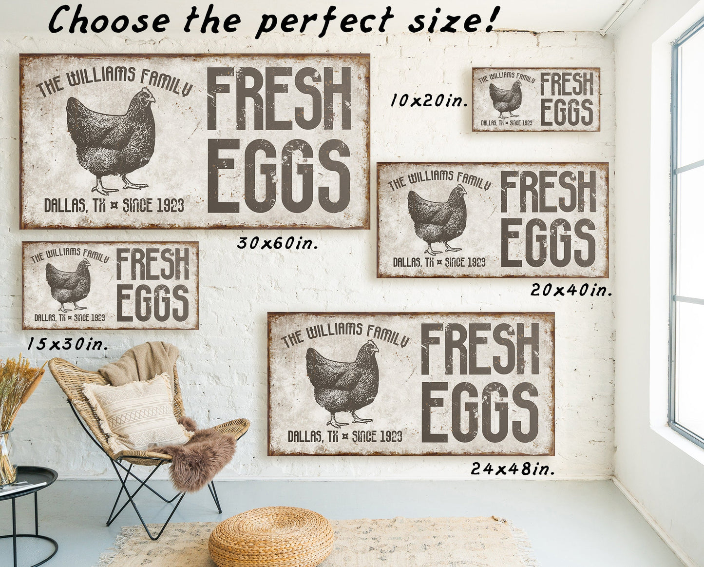 CUSTOM FRESH EGGS SIGN