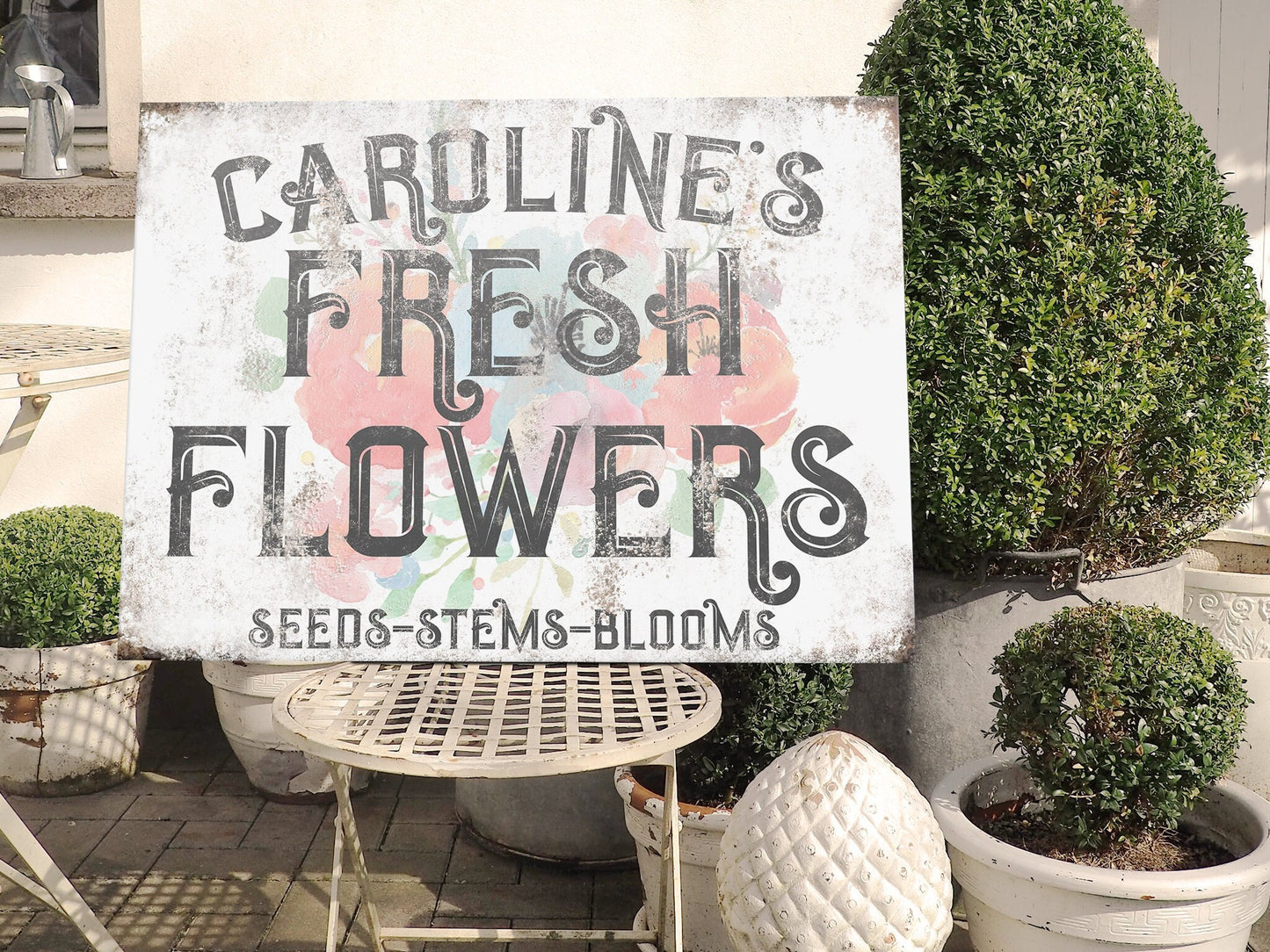 CUSTOM FRESH FLOWERS SIGN