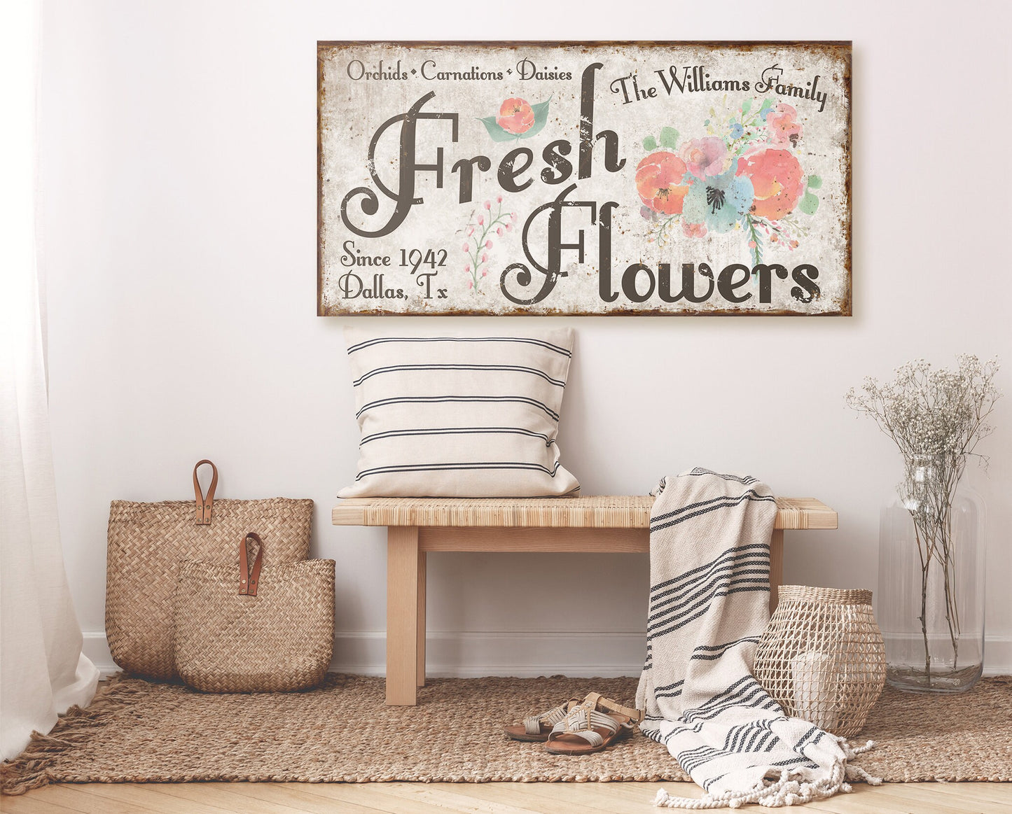 CUSTOM FRESH FLOWERS SIGN