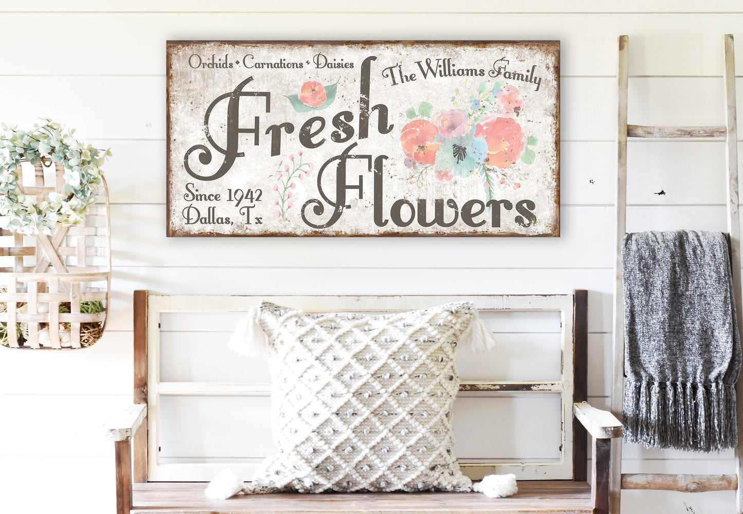 CUSTOM FRESH FLOWERS SIGN