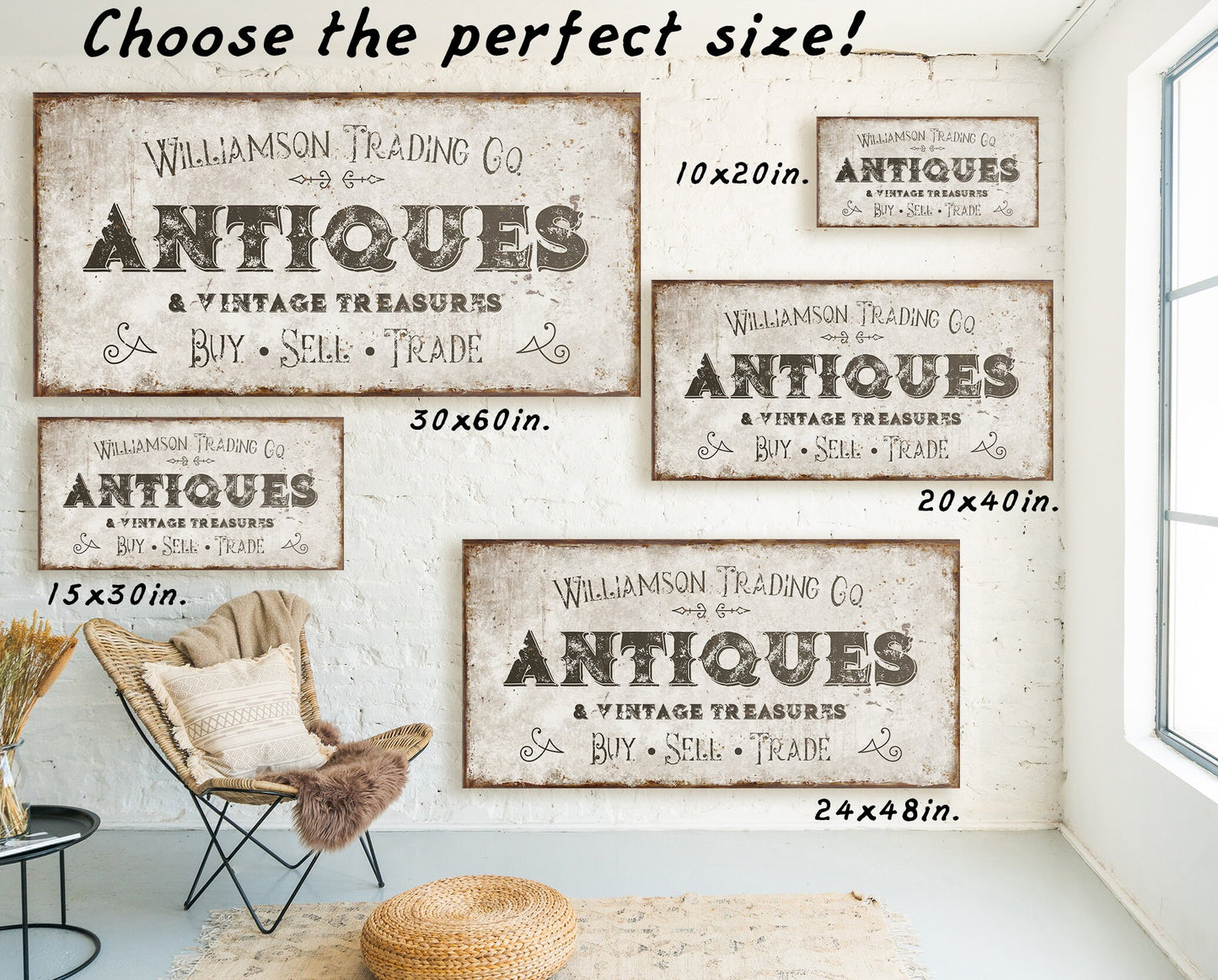 CUSTOM ANTIQUES SIGN