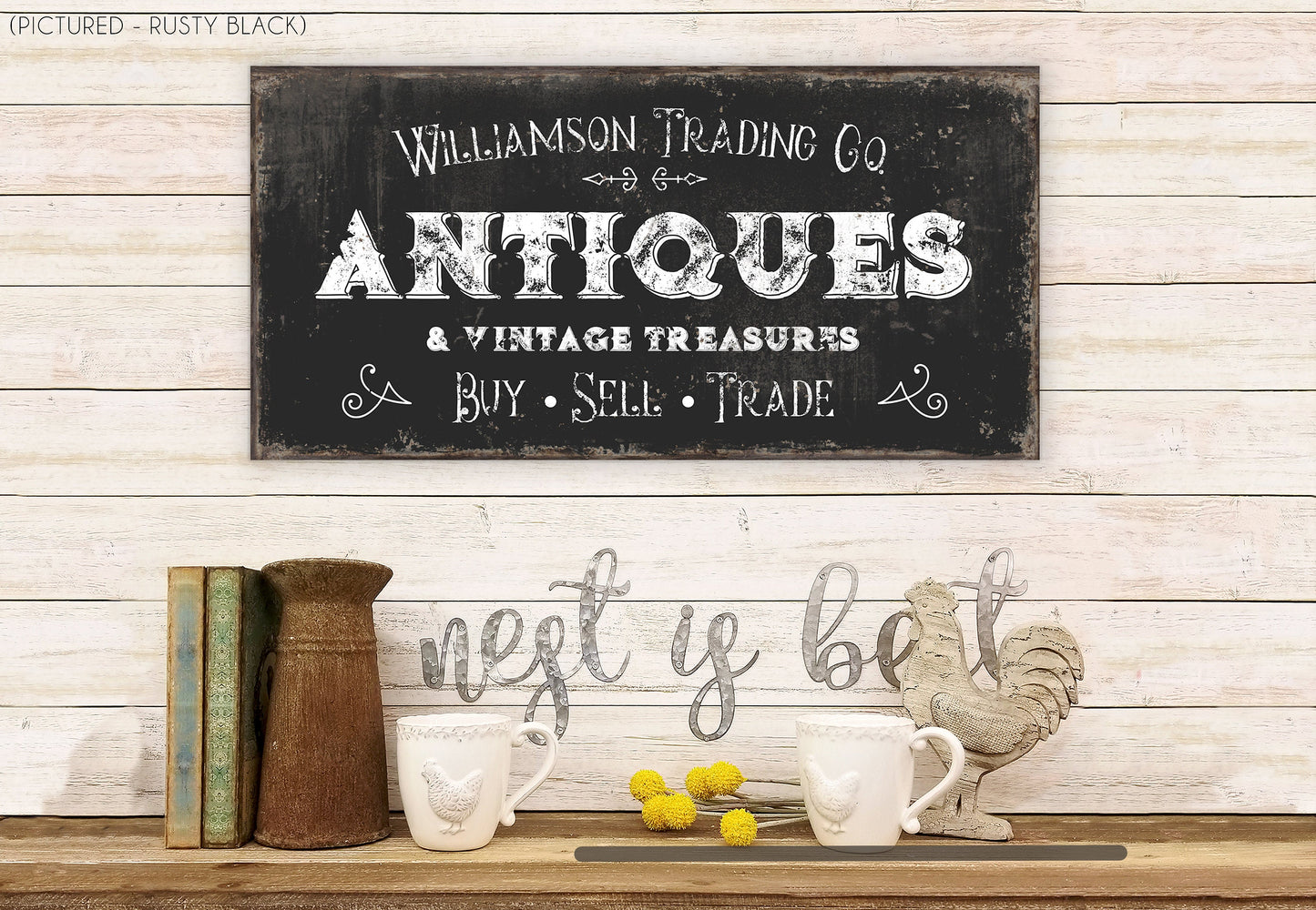 CUSTOM ANTIQUES SIGN