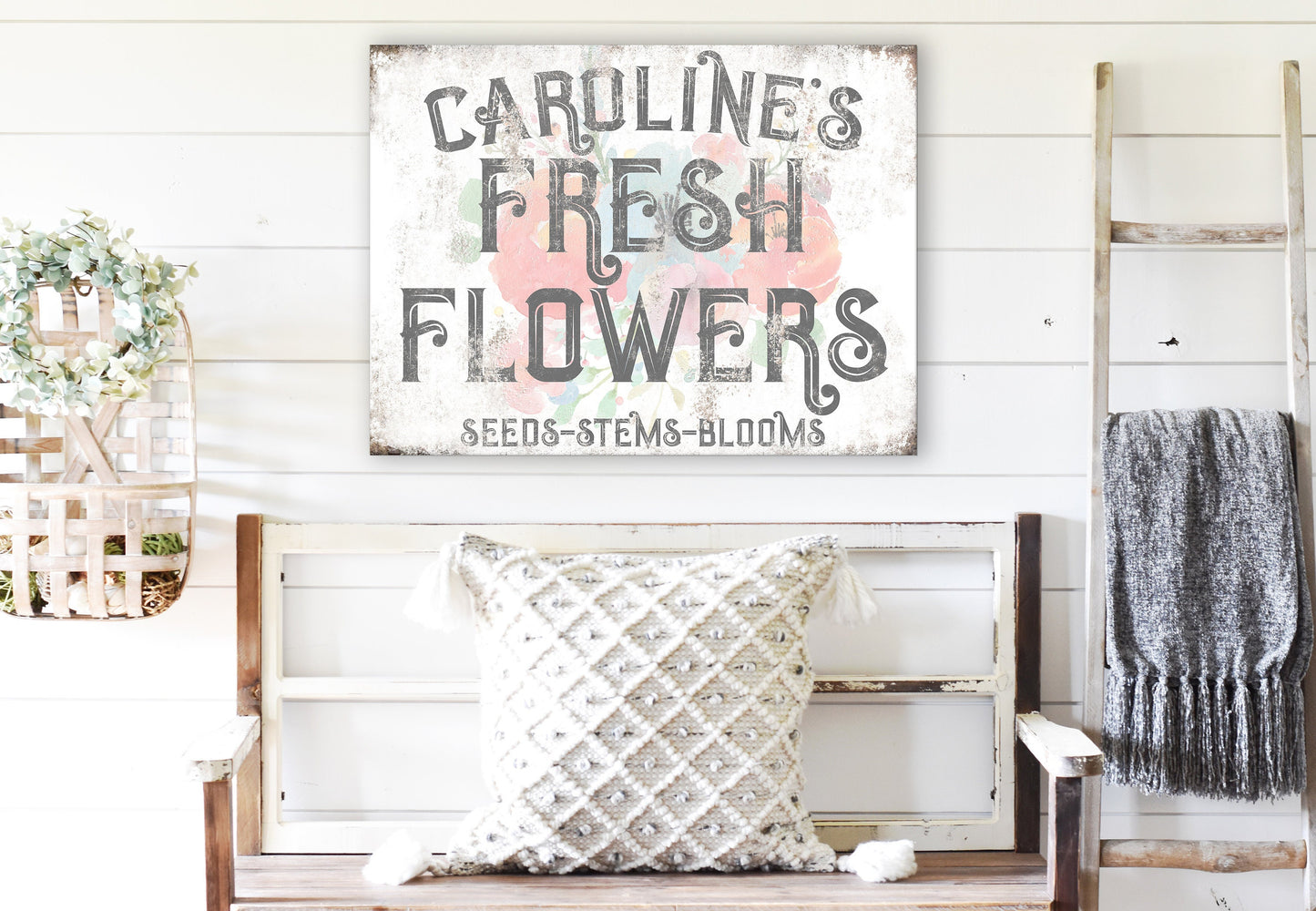 CUSTOM FRESH FLOWERS SIGN