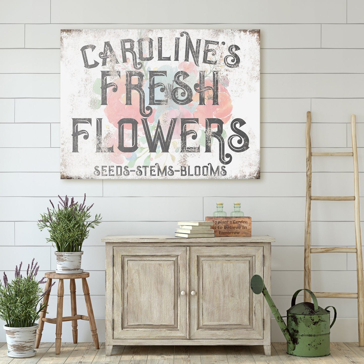 CUSTOM FRESH FLOWERS SIGN