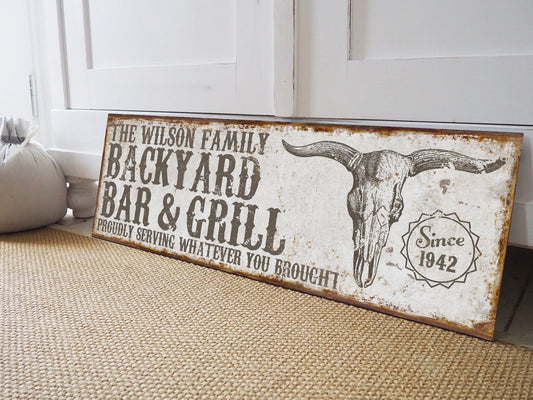 CUSTOM BACKYARD BAR AND GRILL SIGN