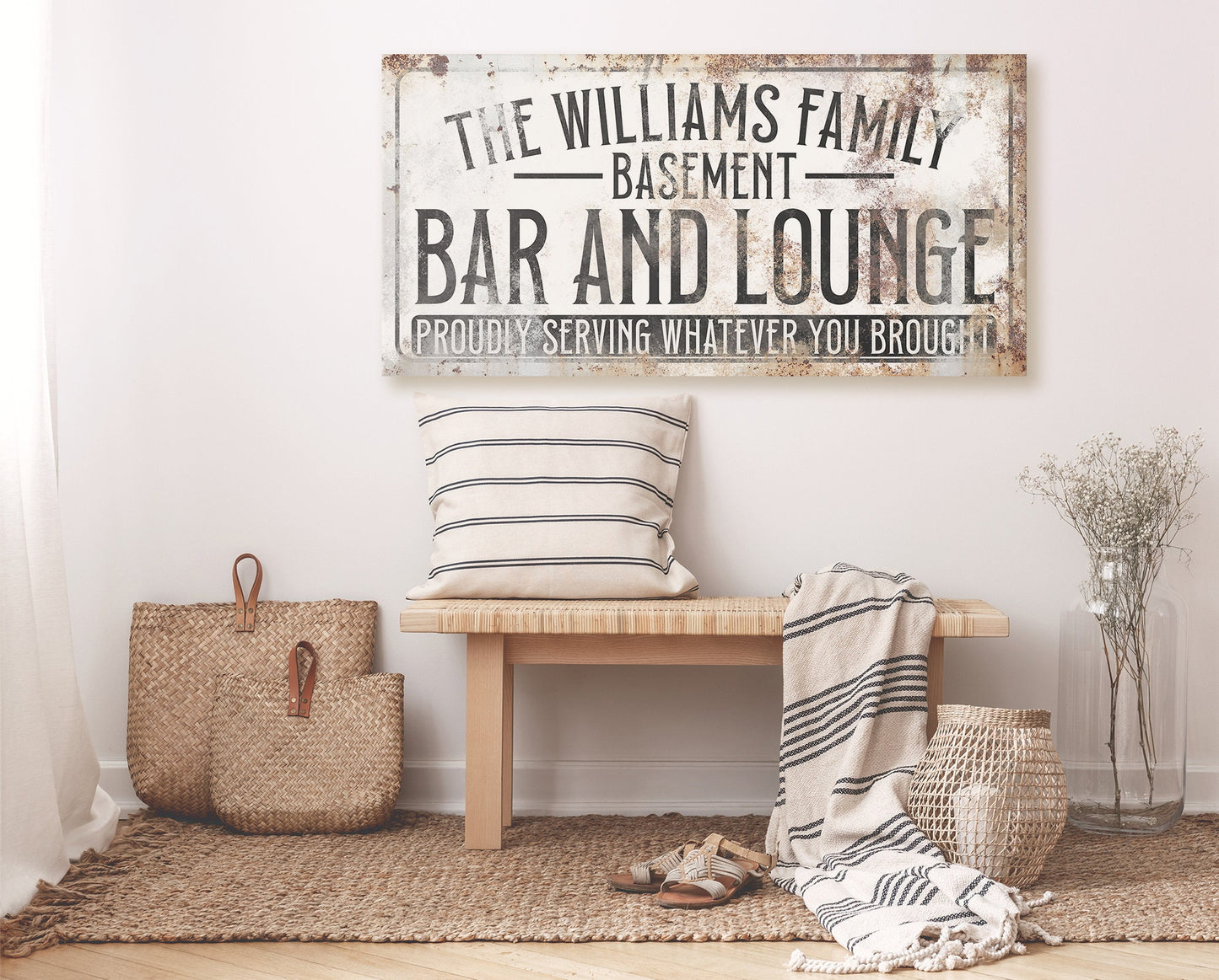 CUSTOM BASEMENT BAR AND LOUNGE SIGN