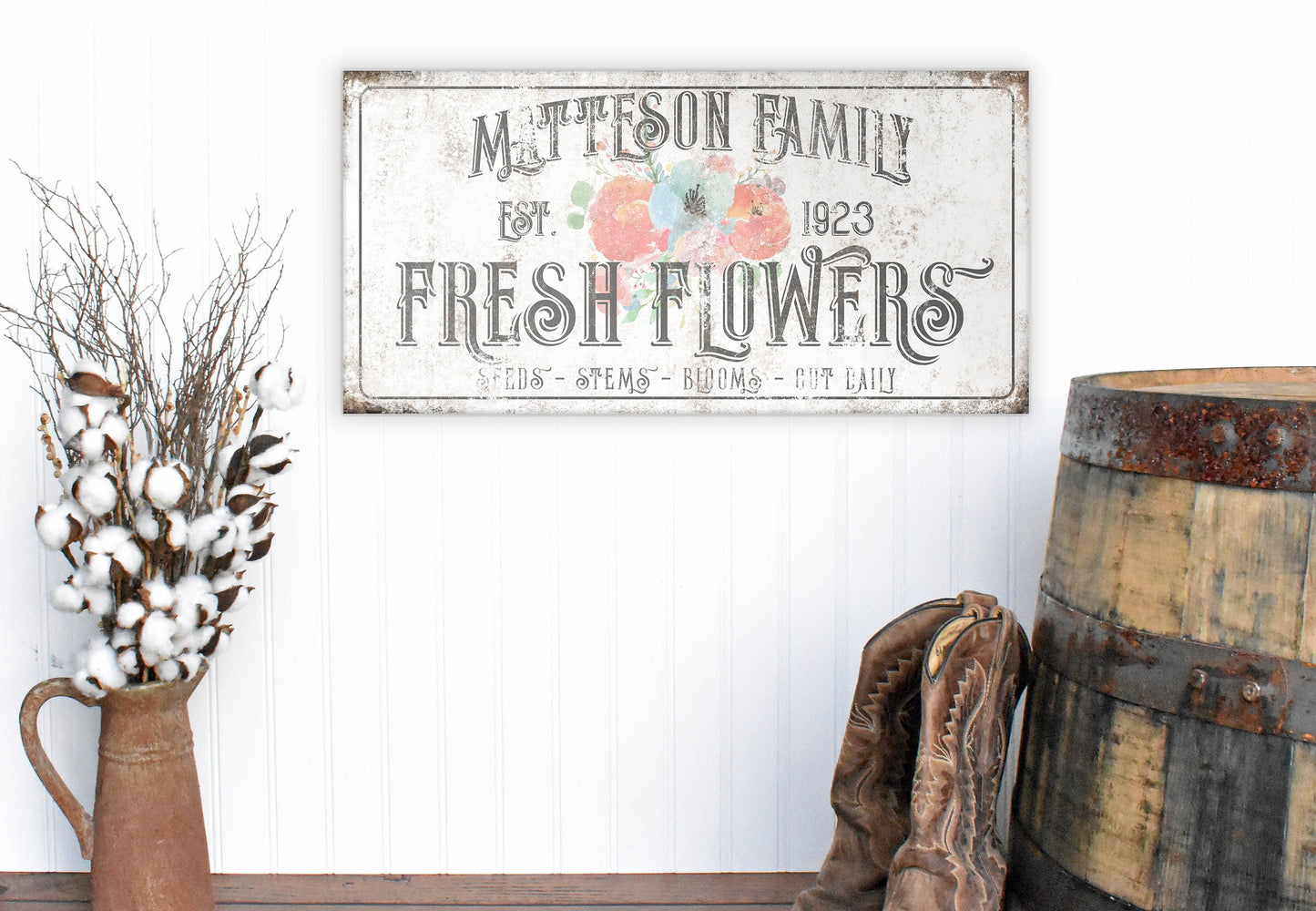 CUSTOM FLOWERS SIGN