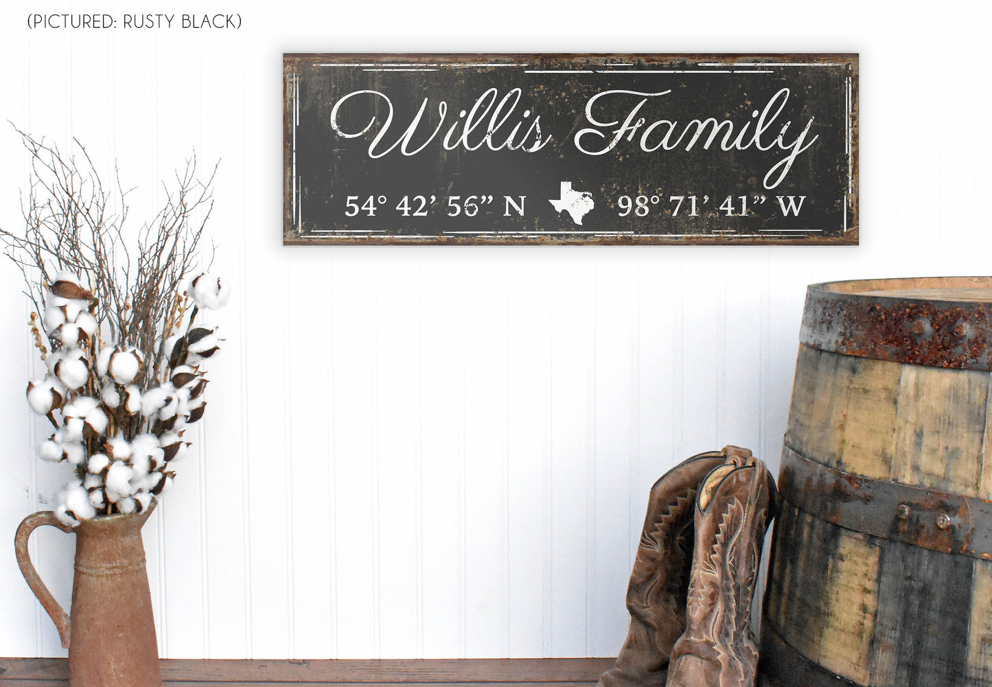 CUSTOM FAMILY NAME AND COORDINATES SIGN