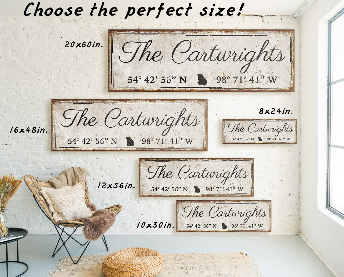 CUSTOM FAMILY NAME AND COORDINATES SIGN