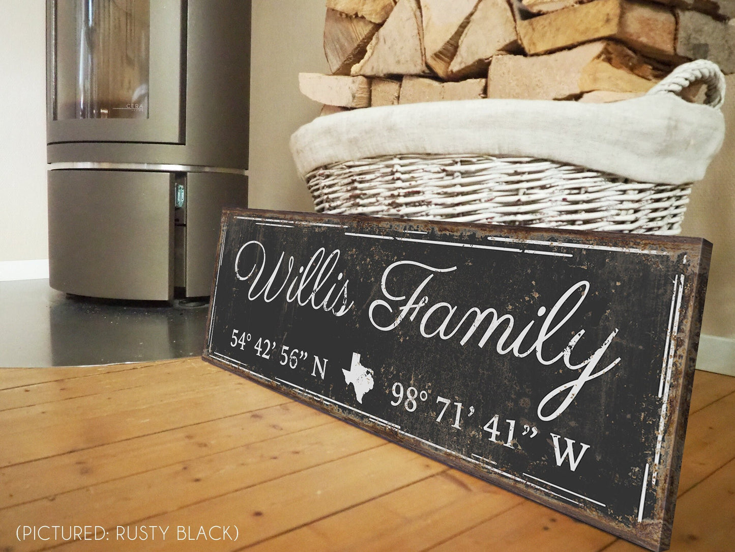 CUSTOM FAMILY NAME AND COORDINATES SIGN