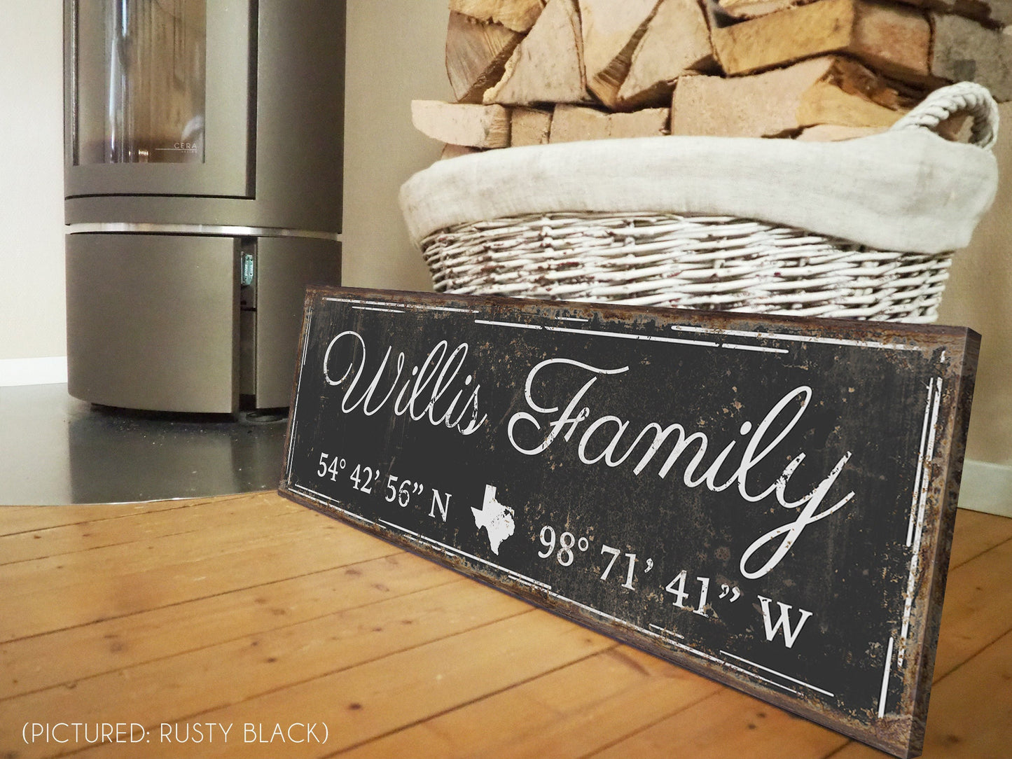 CUSTOM FAMILY NAME AND COORDINATES SIGN
