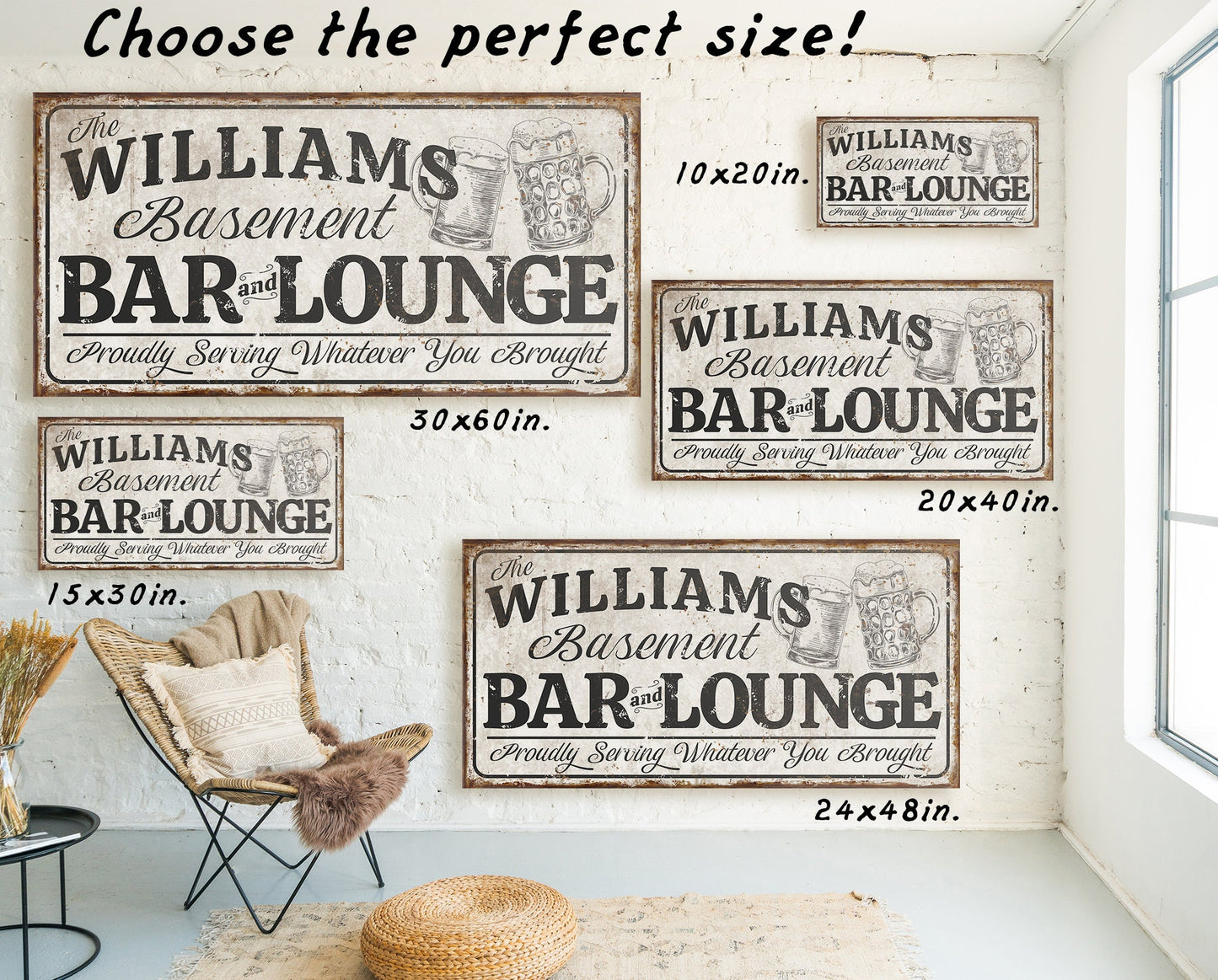 CUSTOM BASEMENT BAR AND LOUNGE SIGN