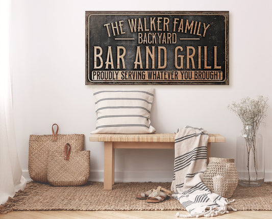 CUSTOM BACKYARD BAR AND GRILL SIGN