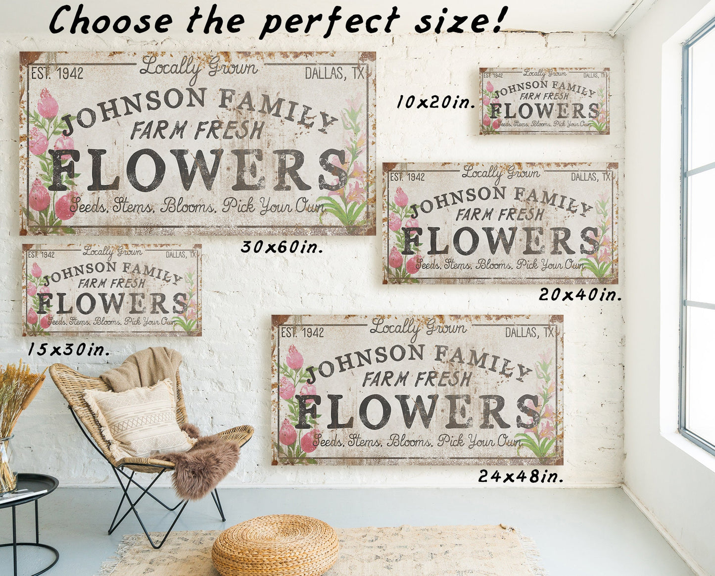 CUSTOM FLOWERS SIGN