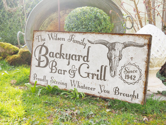 CUSTOM BACKYARD BAR AND GRILL SIGN