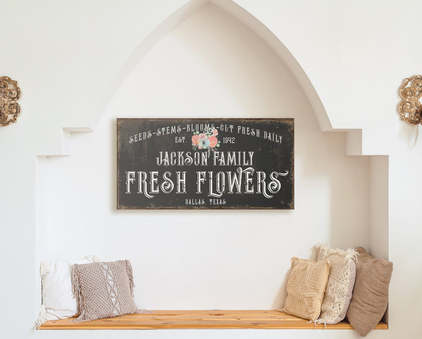 CUSTOM FRESH FLOWERS SIGN