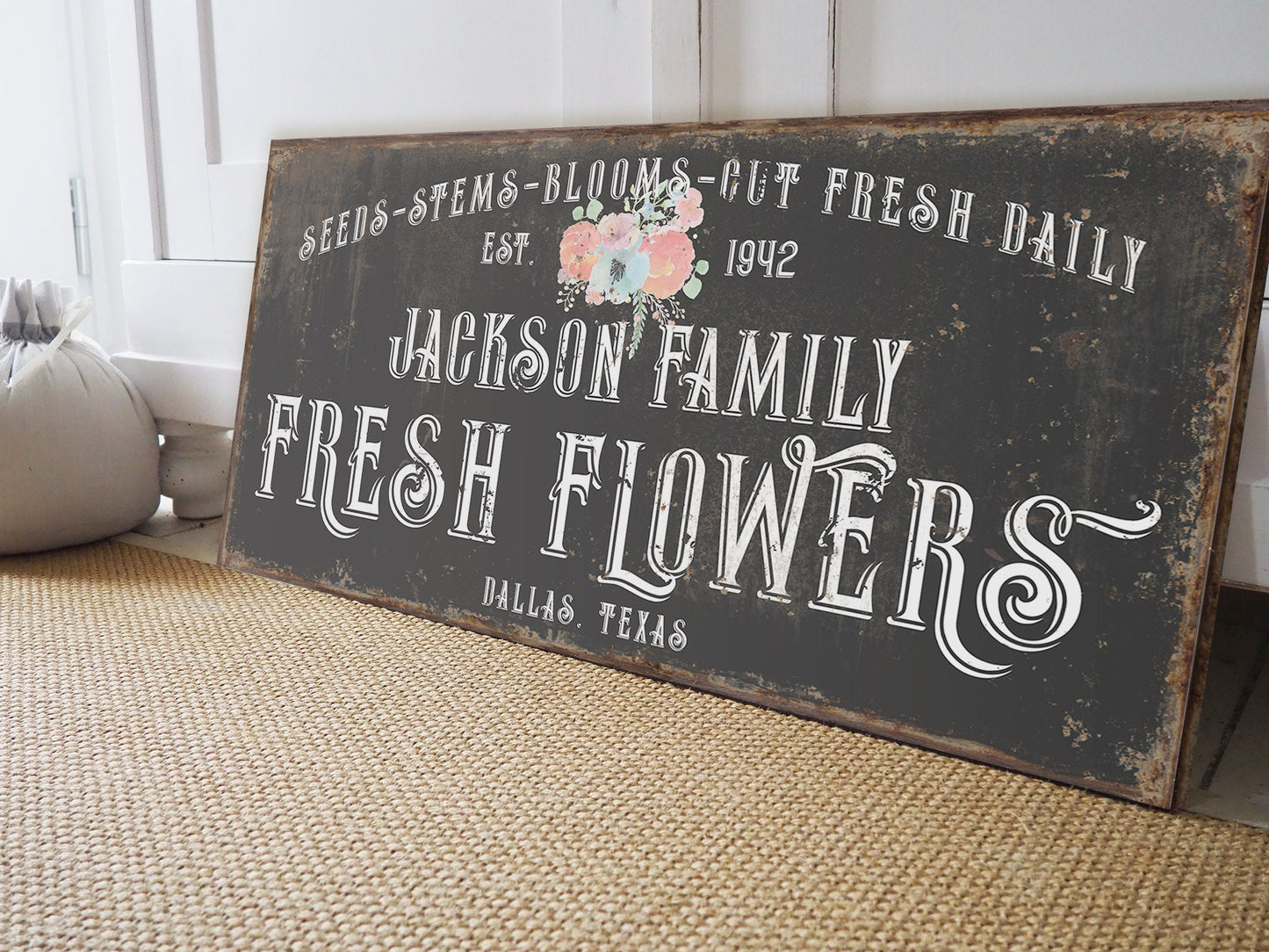 CUSTOM FRESH FLOWERS SIGN