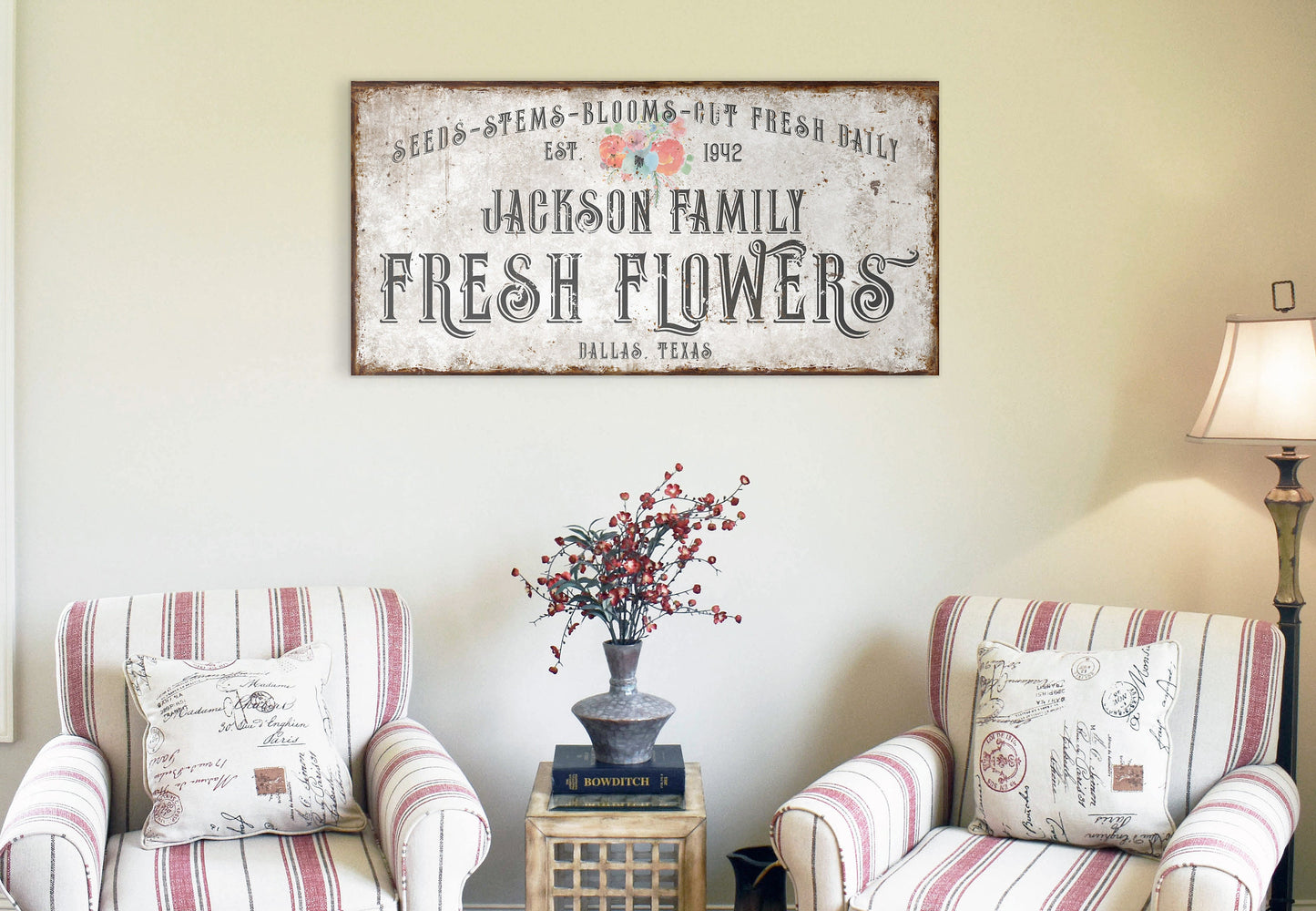 CUSTOM FRESH FLOWERS SIGN