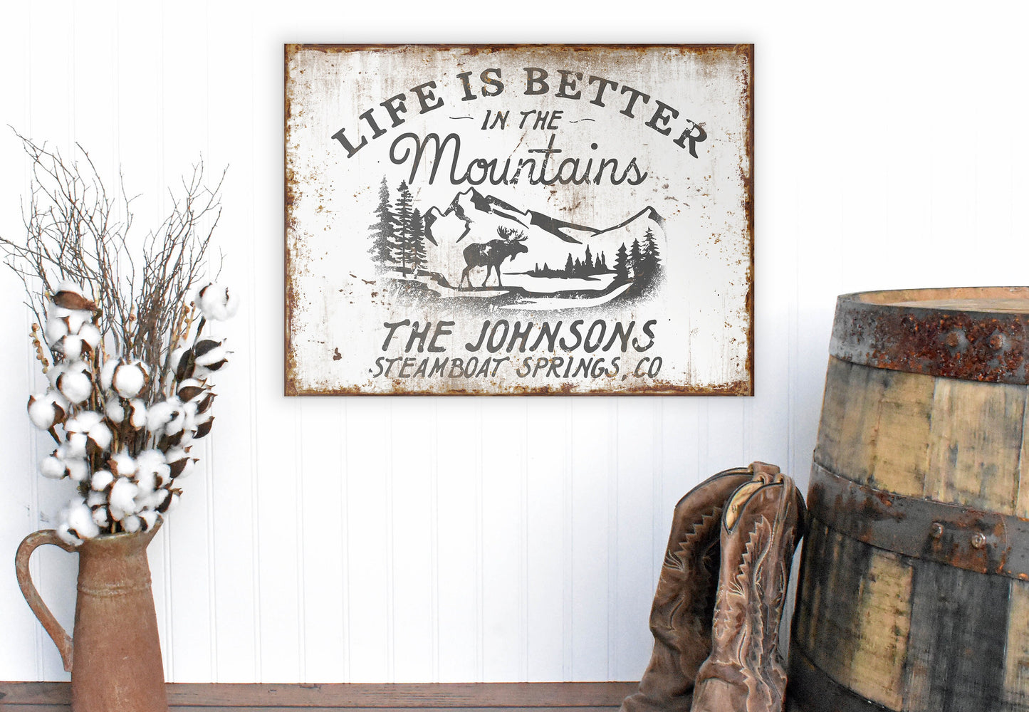 CUSTOM LIFE IS BETTER IN THE MOUNTAINS SIGN