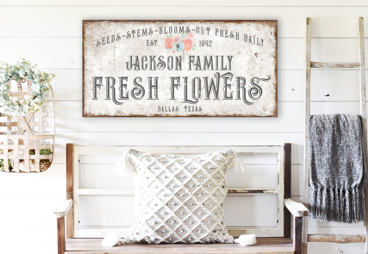 CUSTOM FRESH FLOWERS SIGN