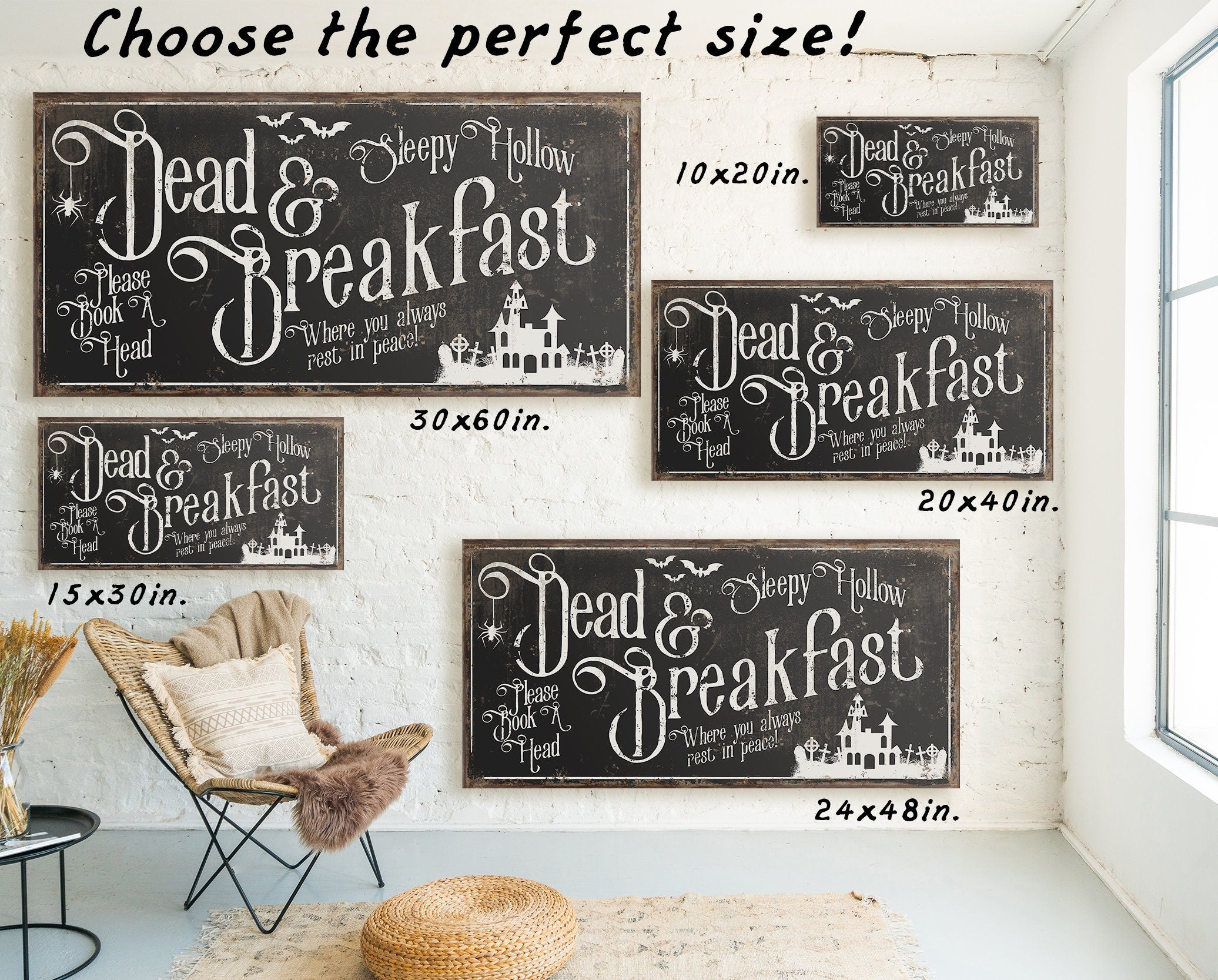 Targa Metallica Vintage Sleepy Hollow 'Dead & Breakfast Inn' – Decorazione Horror 20x30cm