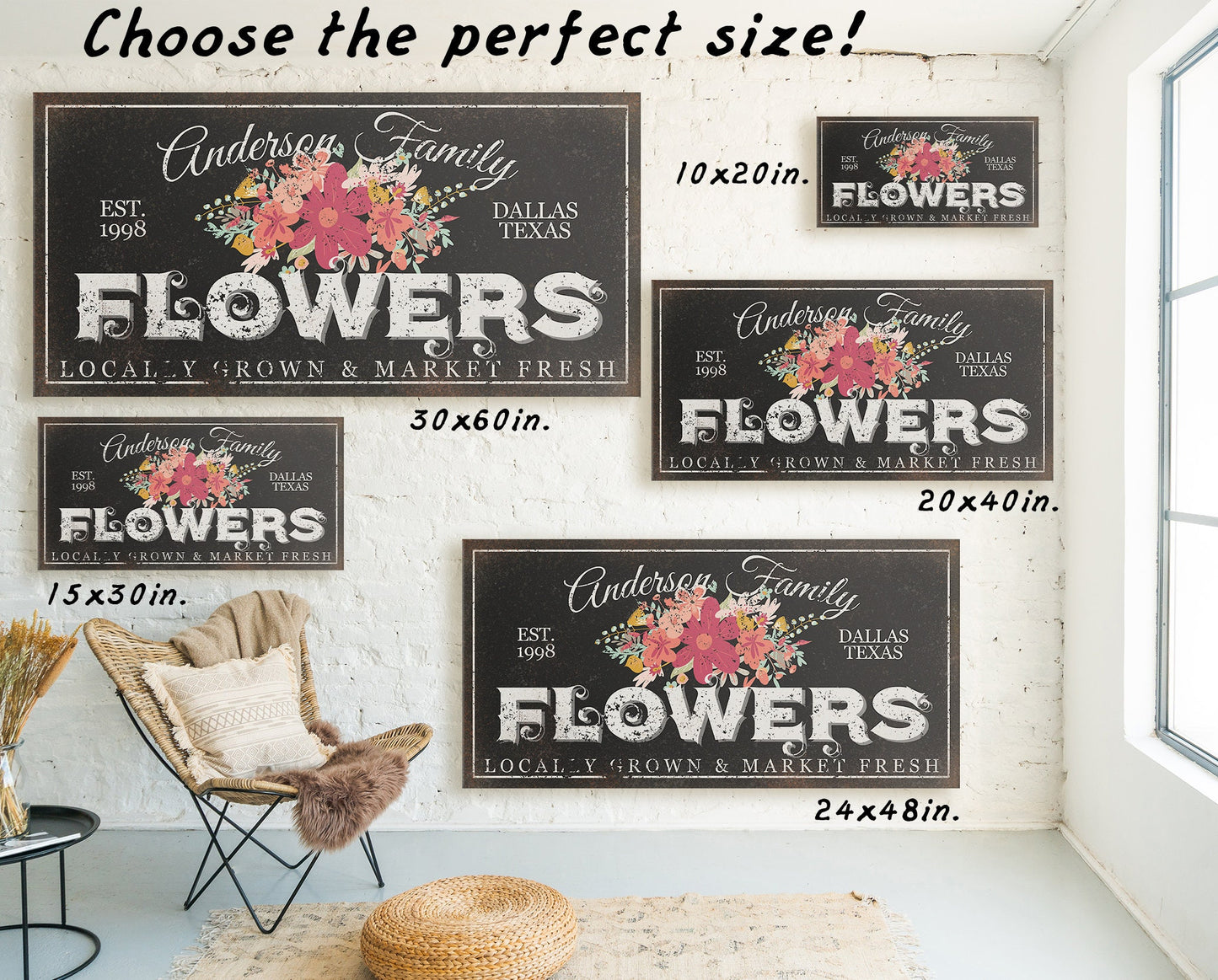 CUSTOM FLOWERS SIGN