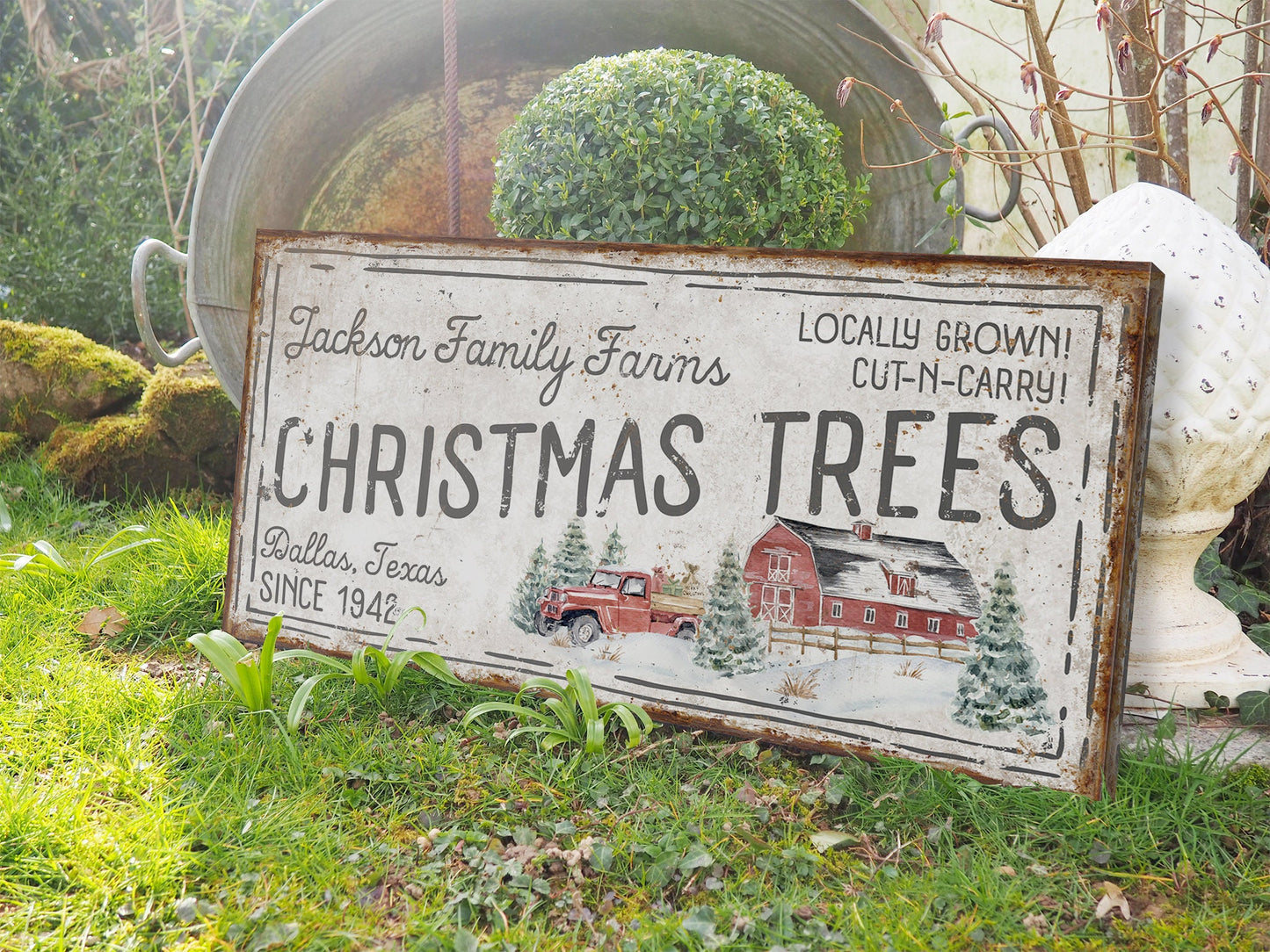 CUSTOM CHRISTMAS TREES SIGN