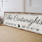 CUSTOM FAMILY NAME AND COORDINATES SIGN
