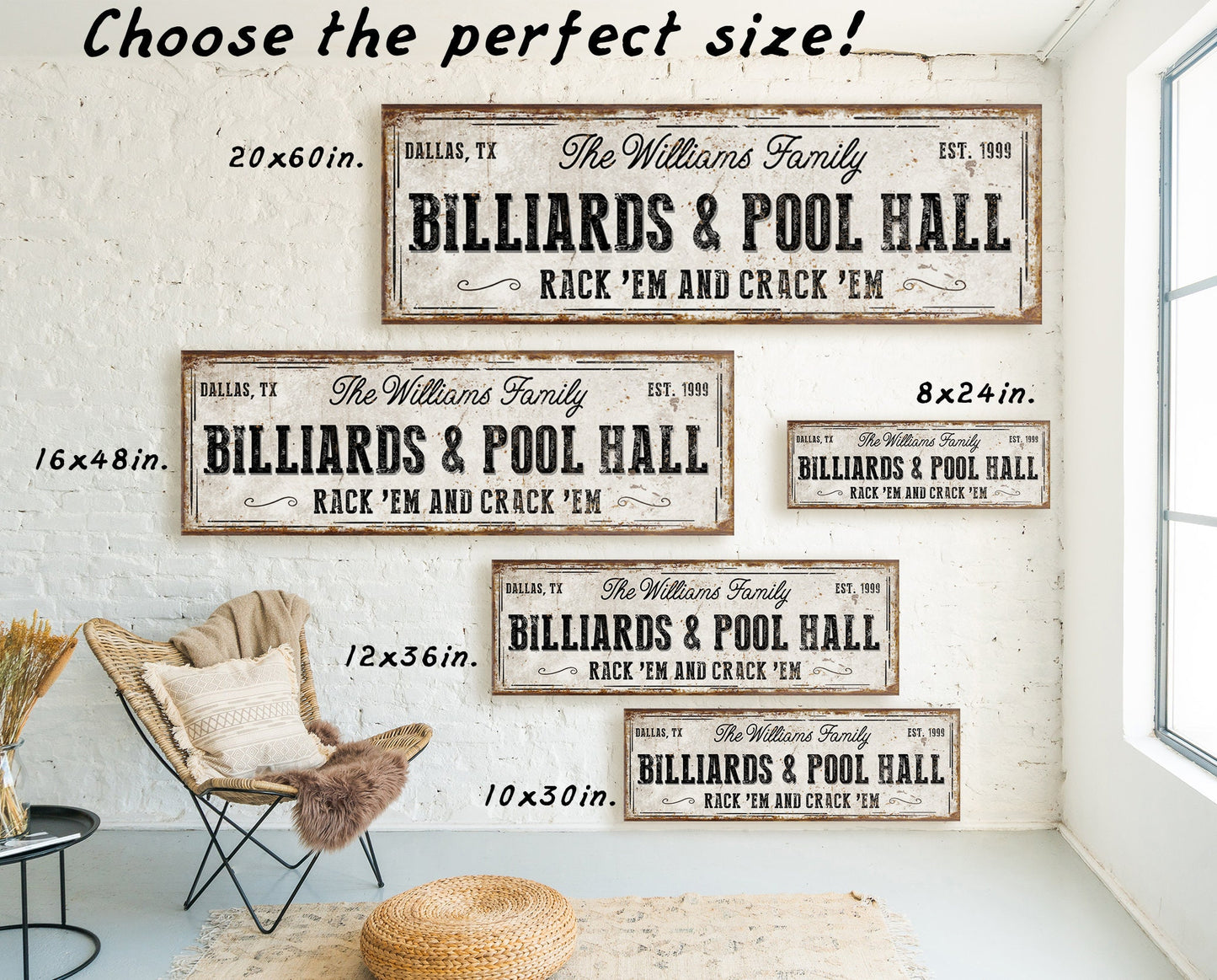 CUSTOM BILLIARDS AND POOL HALL SIGN