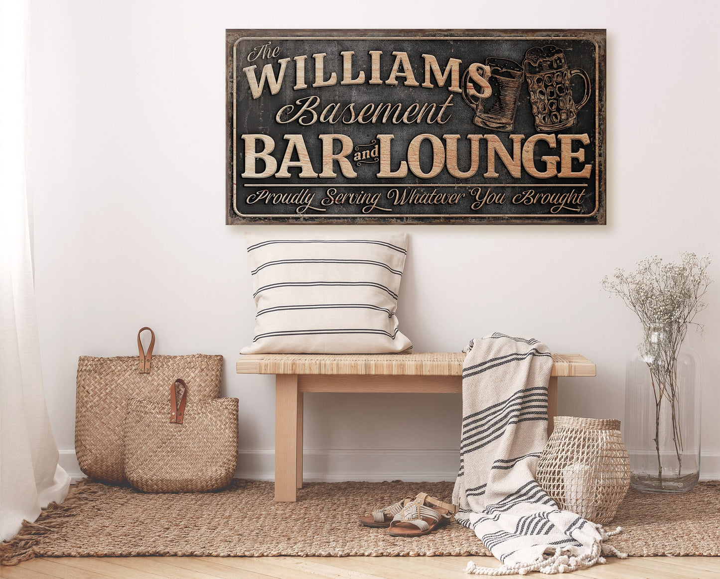 CUSTOM BASEMENT BAR AND LOUNGE SIGN