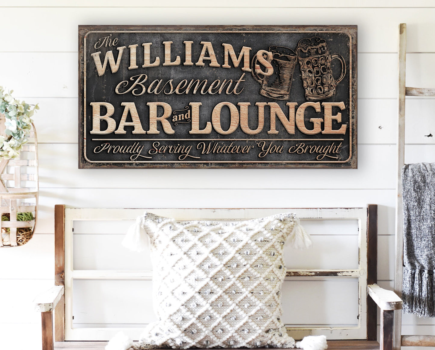 CUSTOM BASEMENT BAR AND LOUNGE SIGN