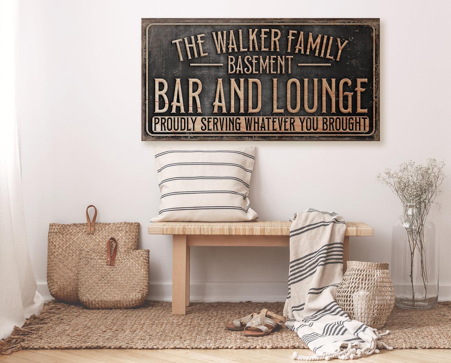 CUSTOM BASEMENT BAR AND LOUNGE SIGN