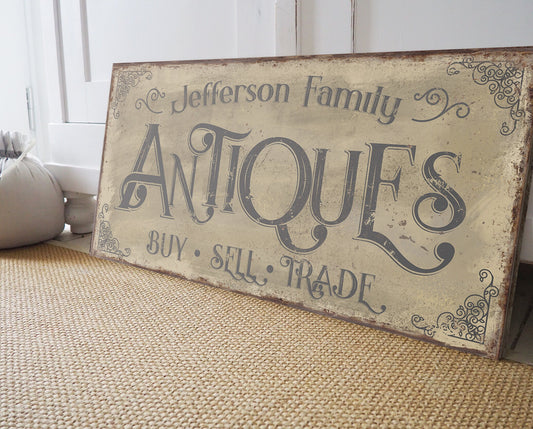 CUSTOM ANTIQUES SIGN