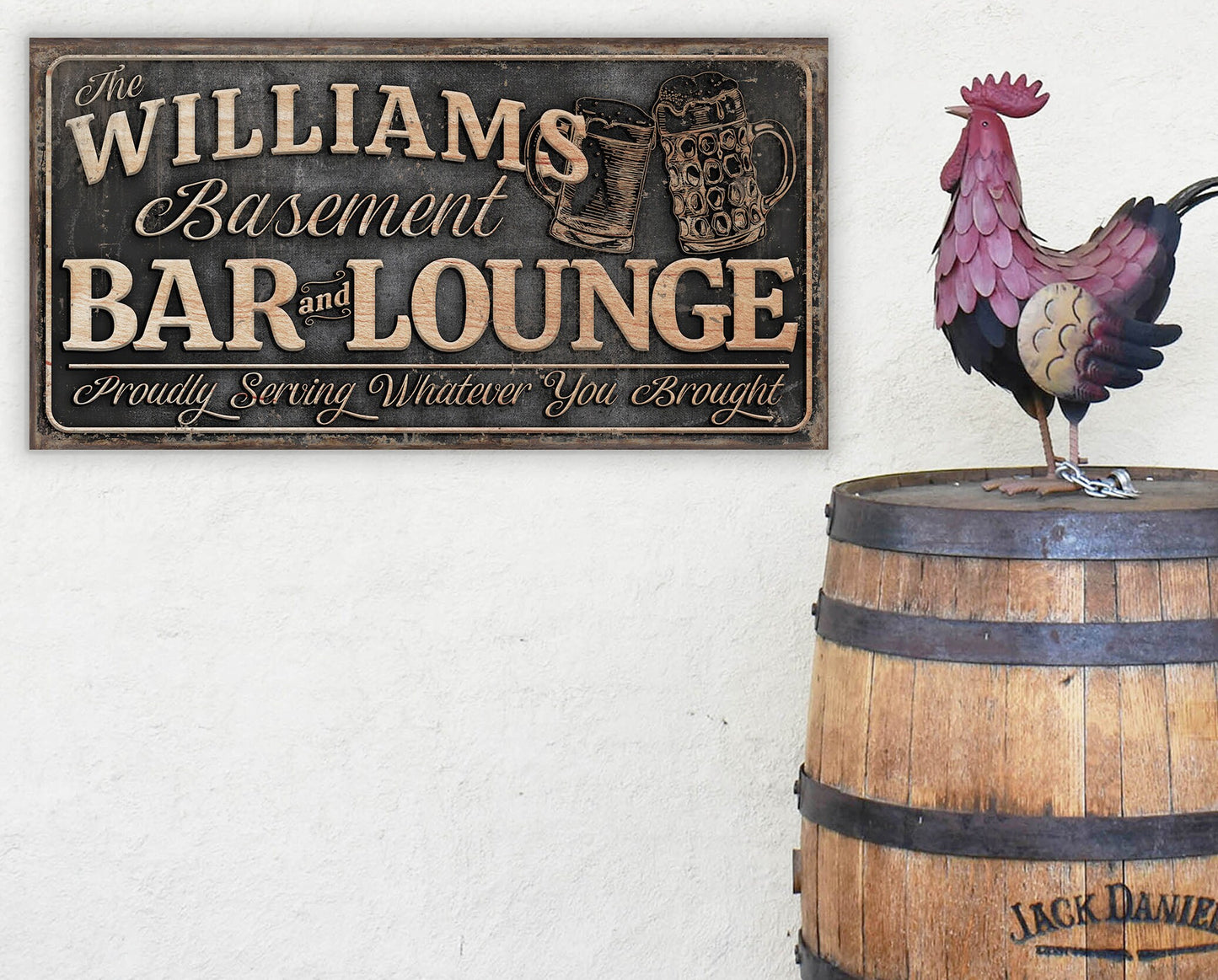 CUSTOM BASEMENT BAR AND LOUNGE SIGN