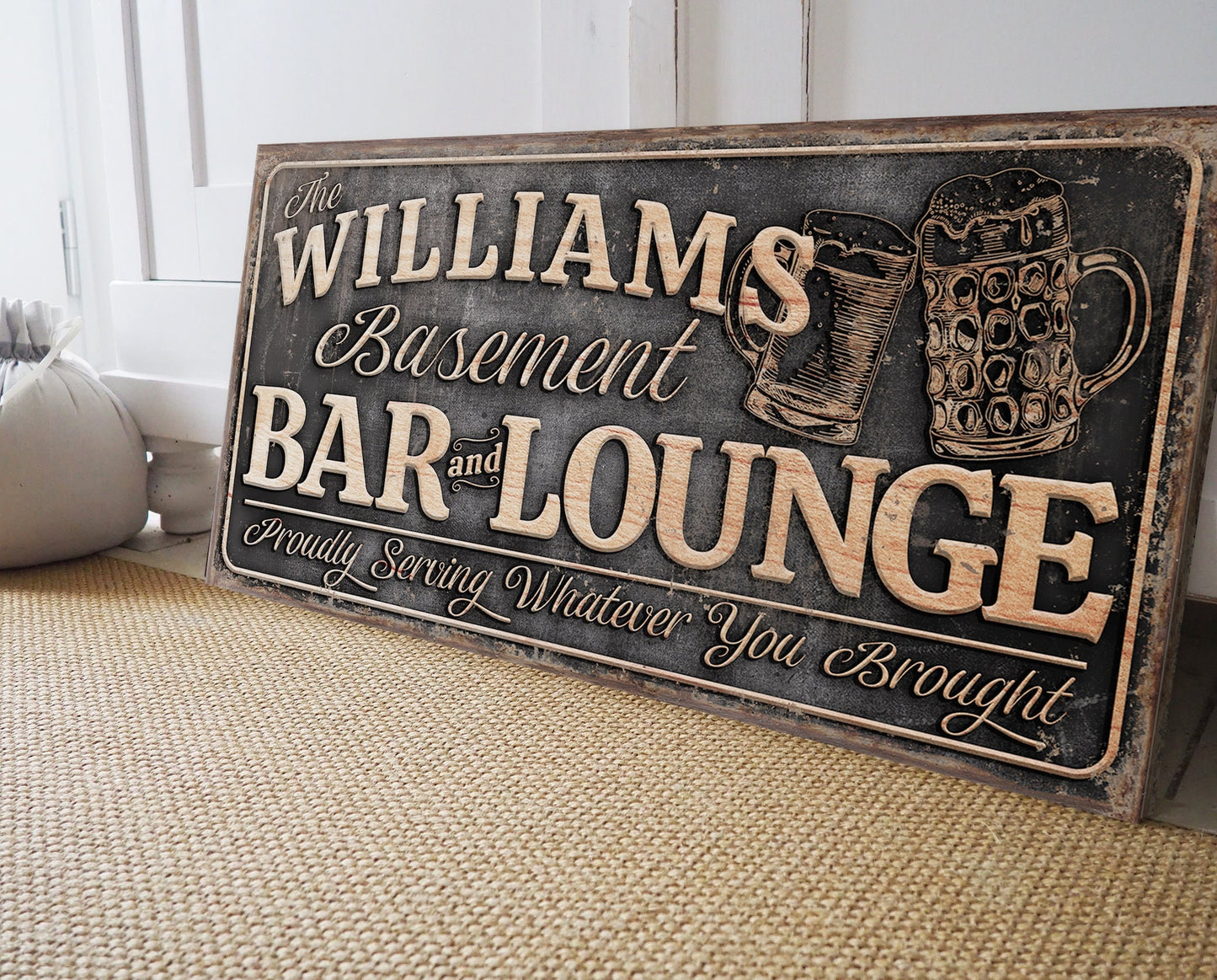 CUSTOM BASEMENT BAR AND LOUNGE SIGN