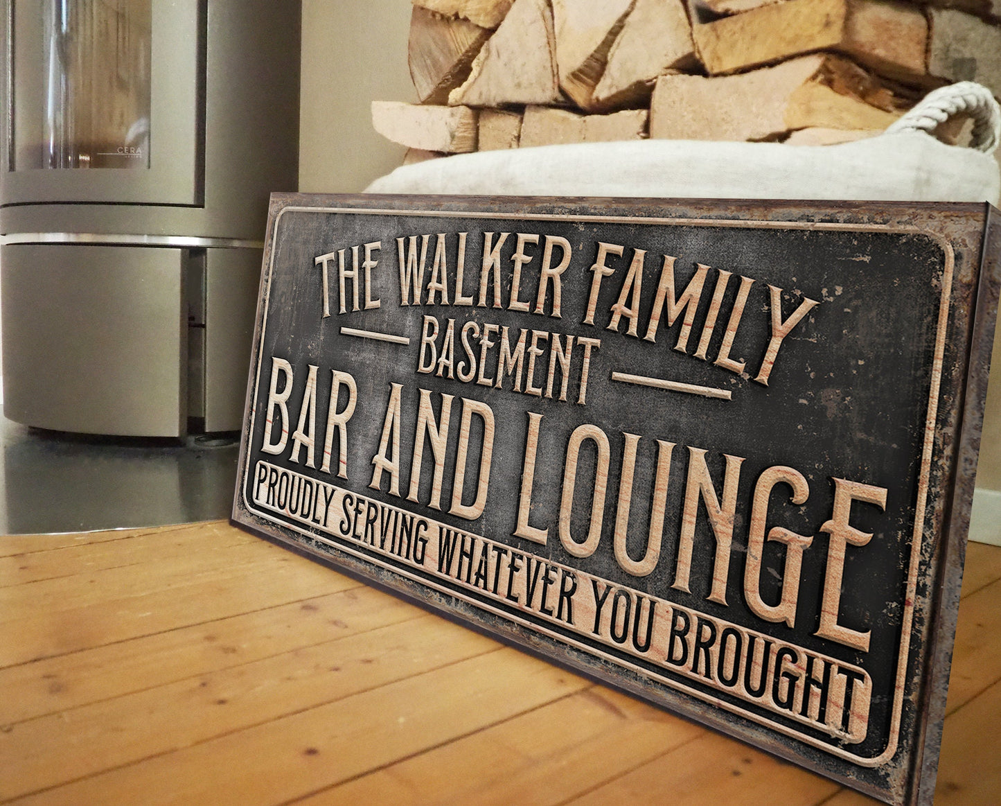 CUSTOM BASEMENT BAR AND LOUNGE SIGN