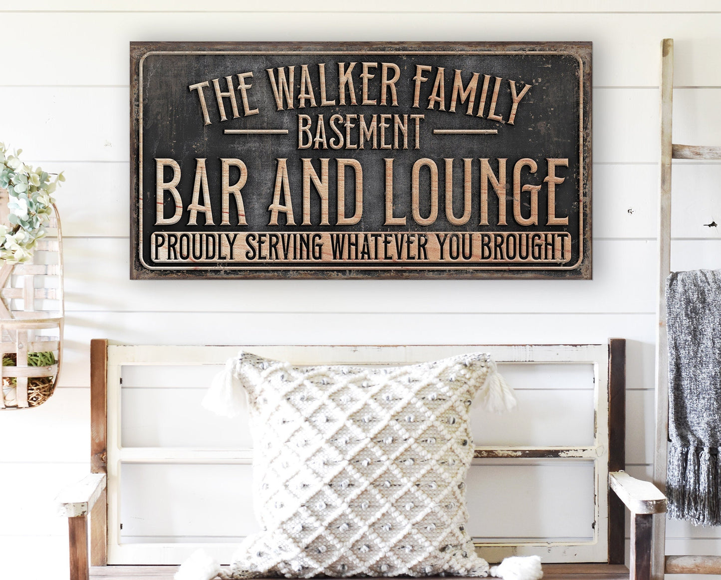 CUSTOM BASEMENT BAR AND LOUNGE SIGN