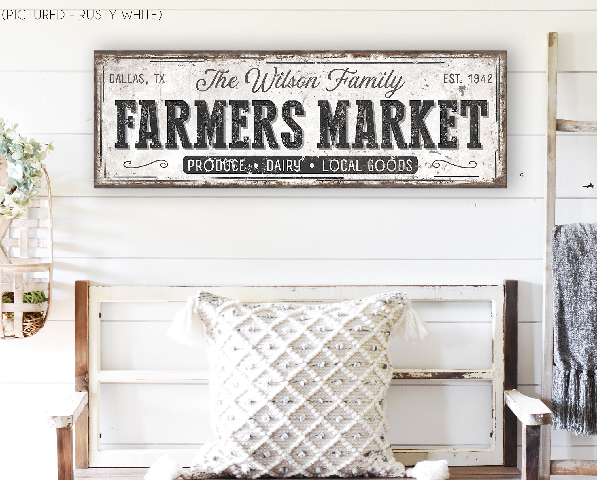 Farmhouse animal stack up metal picket fence style popular Farmers Market sign