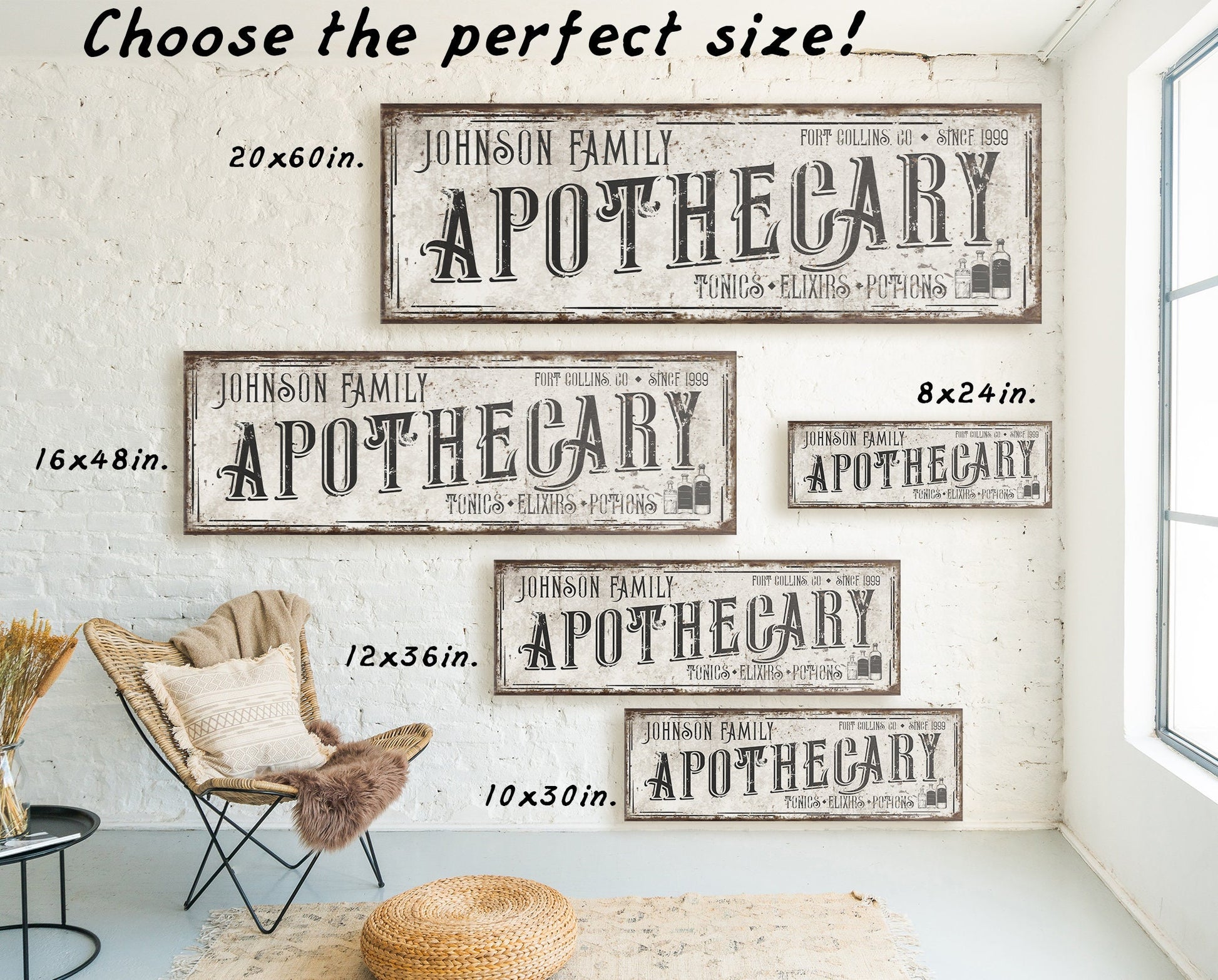 Old Fashioned Apothecary Shoppe Personalized Wall Art Sign